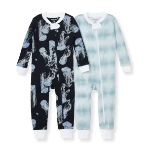 Burt's Bees Organic One-Piece Snug Fit Sleeper 2-Pack: I'm Jelly & Printed Tie Dye