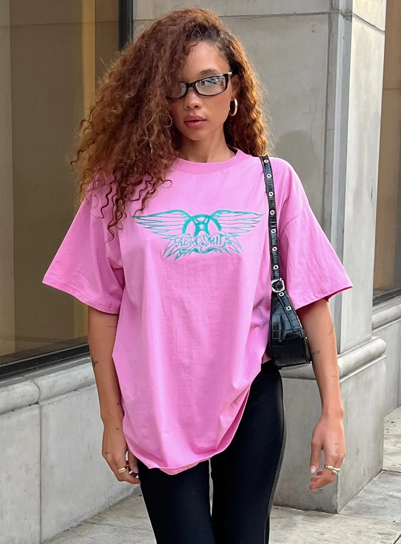 Aerosmith Oversized Tee Pink