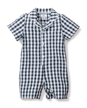 Baby's Twill Summer Romper | Navy Gingham