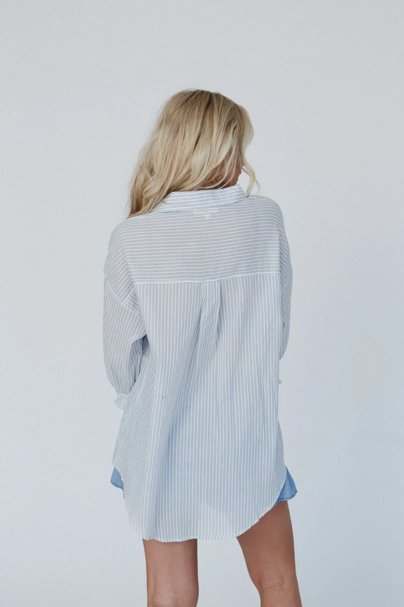 Classic Lines Button Up Top - Blue