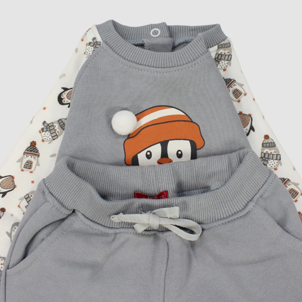 Cold Penguin Long-Sleeved Fleeced Pajama