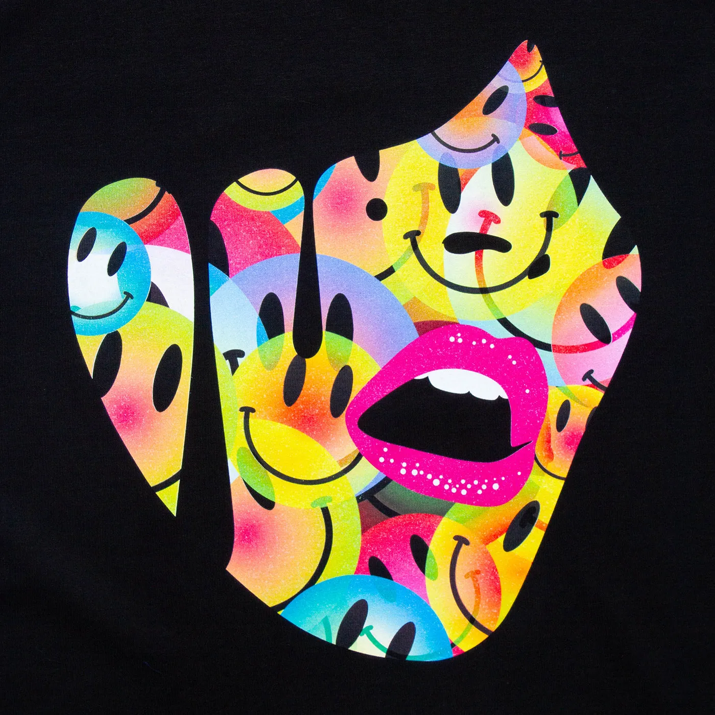 Droplet Face 010 Back Print - Tshirt - Black