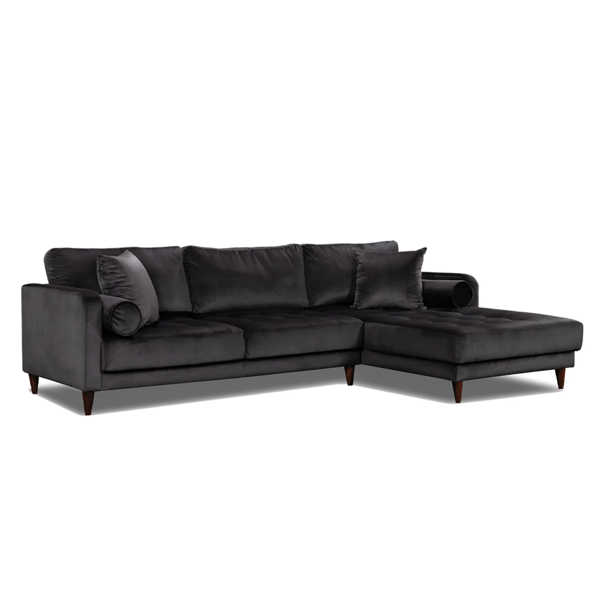 Earthline Valerie 2 Piece Chaise Sofa Black