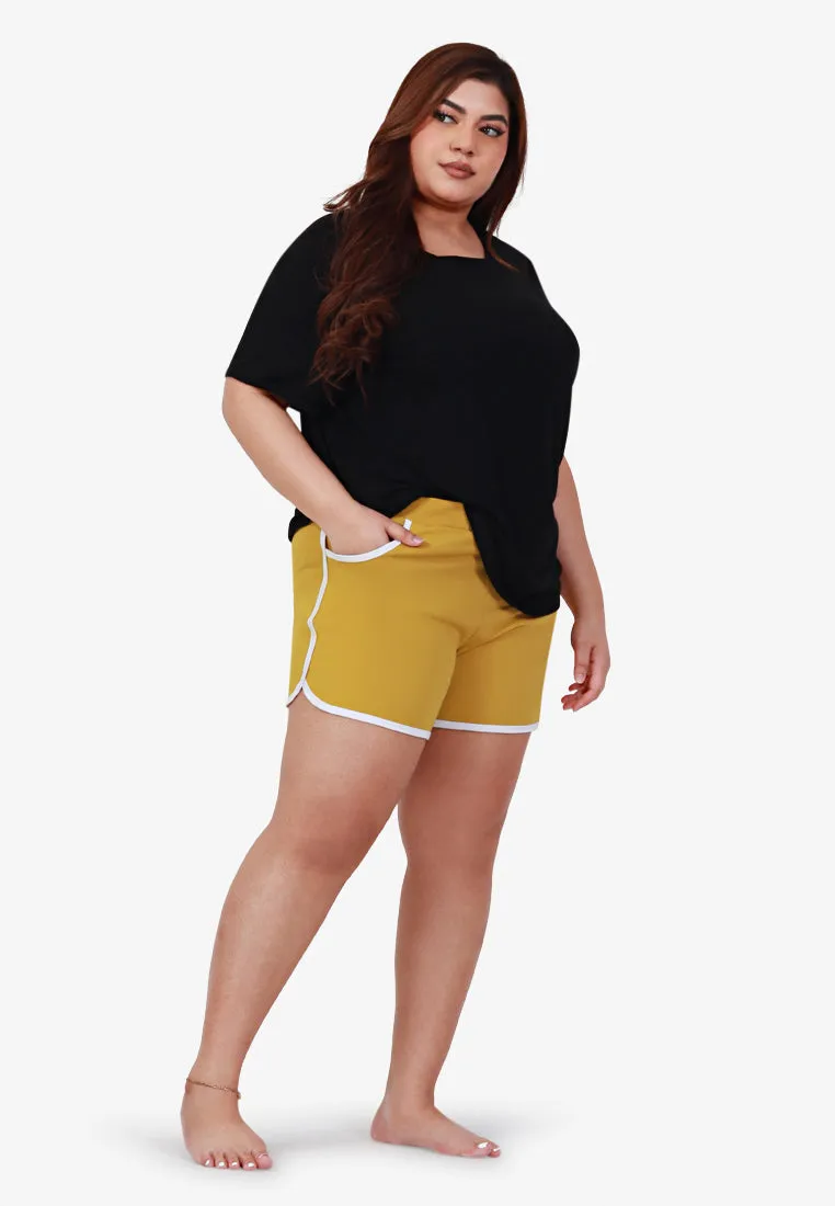 Fonda Plus Size Retro Shorts - Dark Green