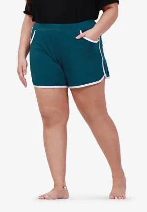 Fonda Plus Size Retro Shorts - Dark Green