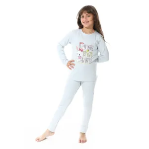 Girls Thermal Set With Printed - Blue