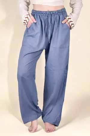 Indigo Blue Rayon Cotton Trousers