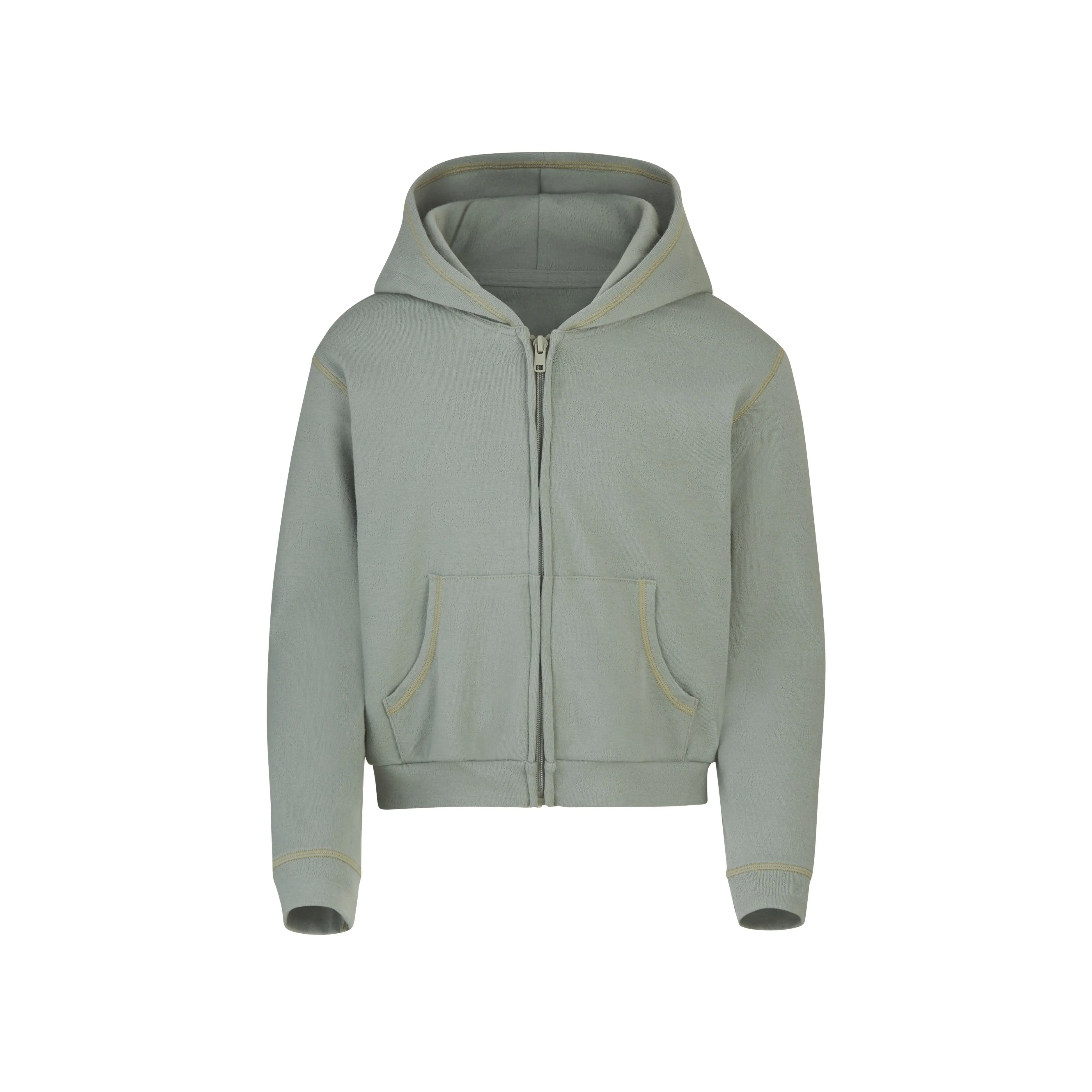 KIDS LOGO POINTELLE ZIP HOODIE | MINERAL