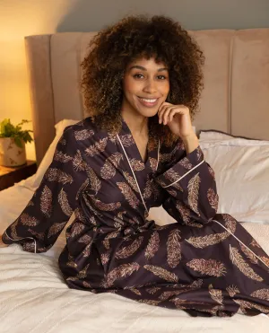 Lana Feather Print Long Dressing Gown