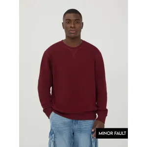 (Minor Fault) Burgundy Basic Regular Fit Sweatshirt