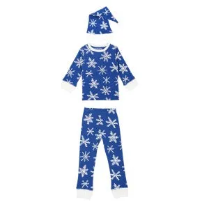 Organic Kids' L/Sleeve PJ & Cap Set-Snow-Ho-Ho