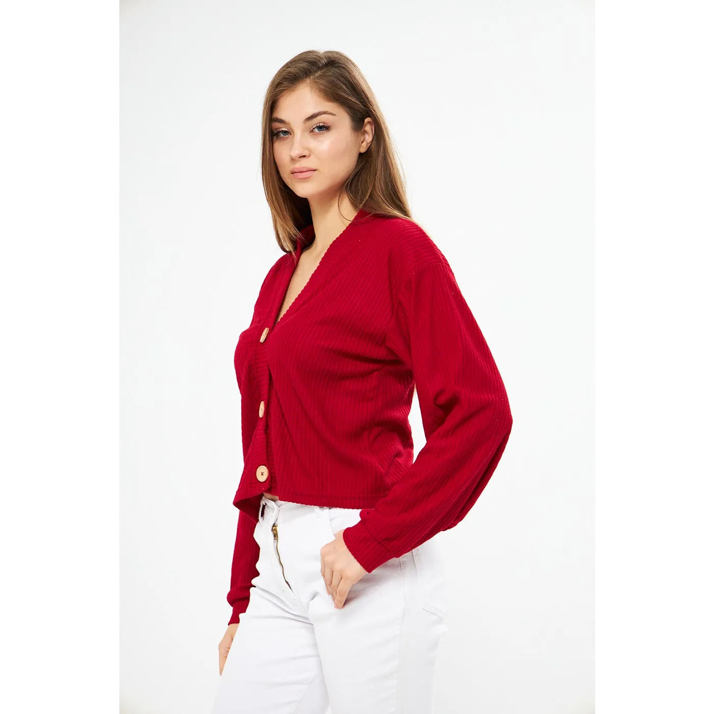 Red Waffle Jacket Cardigan