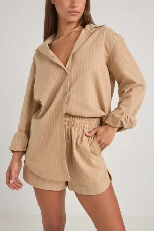 Rhythm Byron Striped Shirt - NATURAL