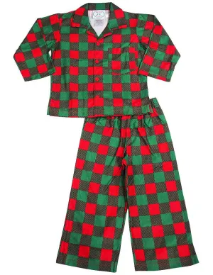 Sara's Prints Boys Long Sleeve Plaid 2 Piece Pajama Set - Flame Resistant, 37950