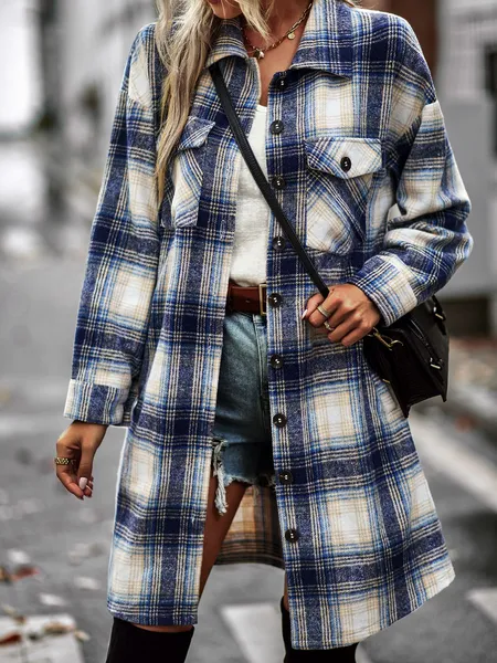 TEEK - Plaid Cardigan Shirt Jacket