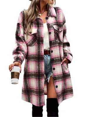 TEEK - Plaid Cardigan Shirt Jacket