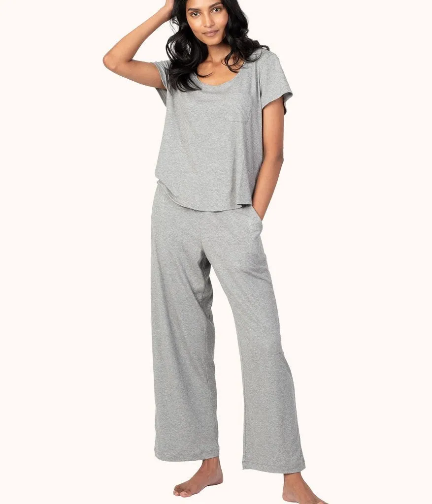 The Ribbed Lounge Pant: Heather Gray